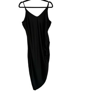 Blue Leopard Asymmetric Slip Dress Side Ruching Adjustable Straps Sz 2X Grunge
